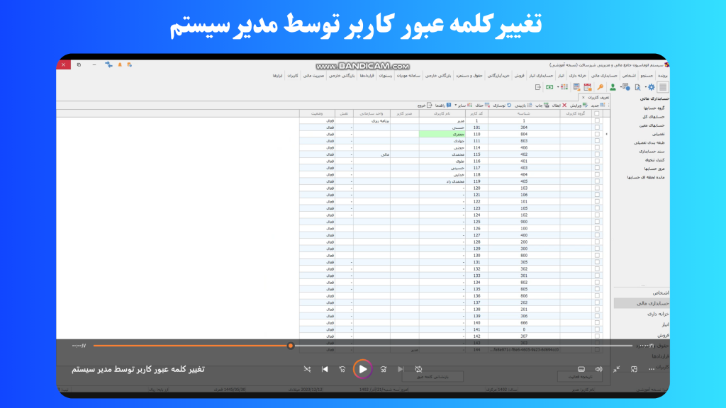 تغییر کلمه عبور کاربر توسط مدیر سیستم