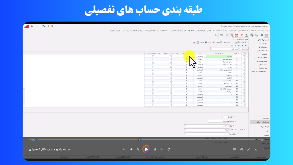 طبقه بندی حساب های تفصیلی